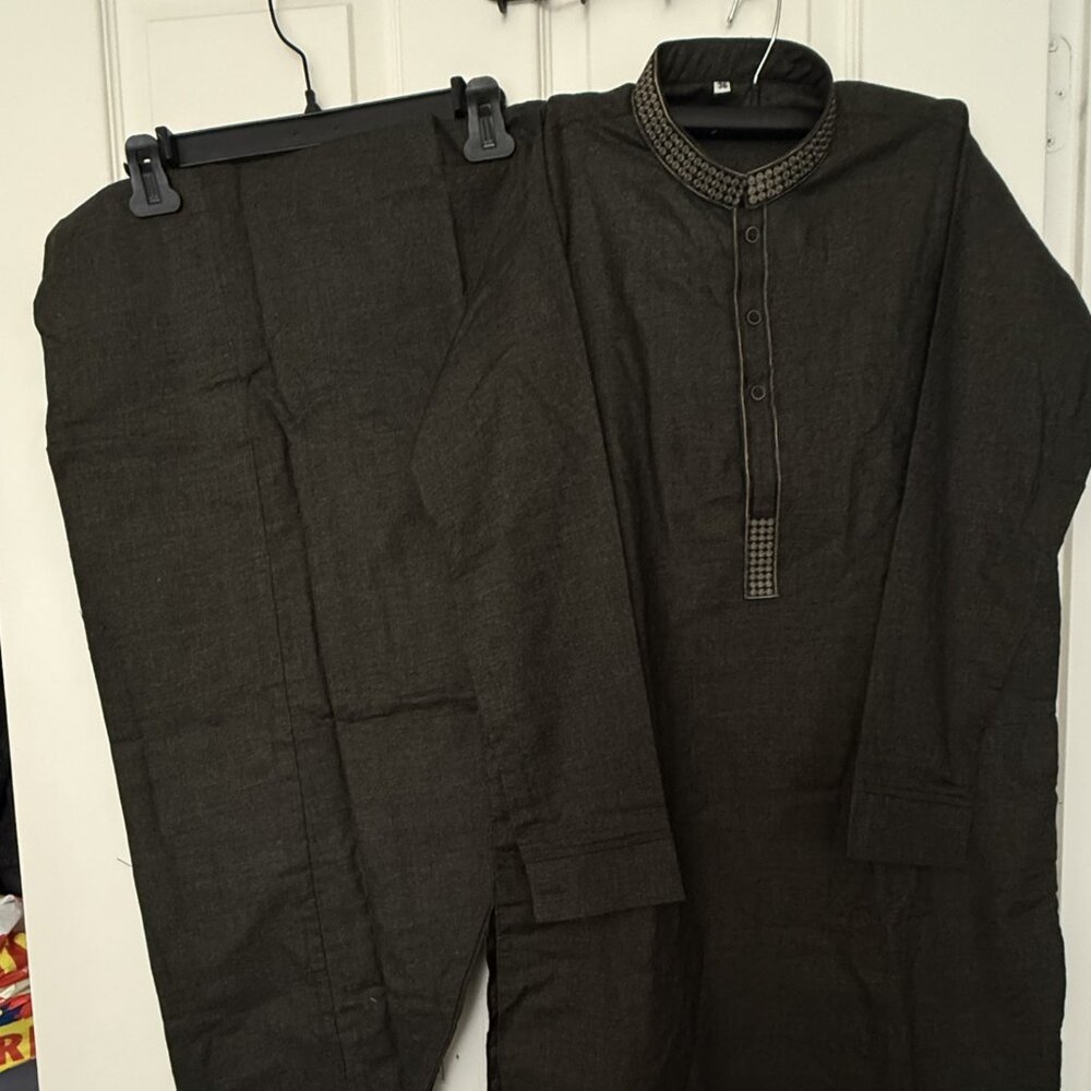 Boys Heather Black Kurta Pajama Set - Traditional Style NWOT Winter Material